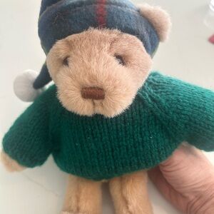 Gund Tan and Green Stuffed Bear with Hat